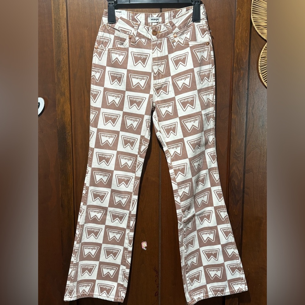 Wrangler Brown and White Checkered Jeans